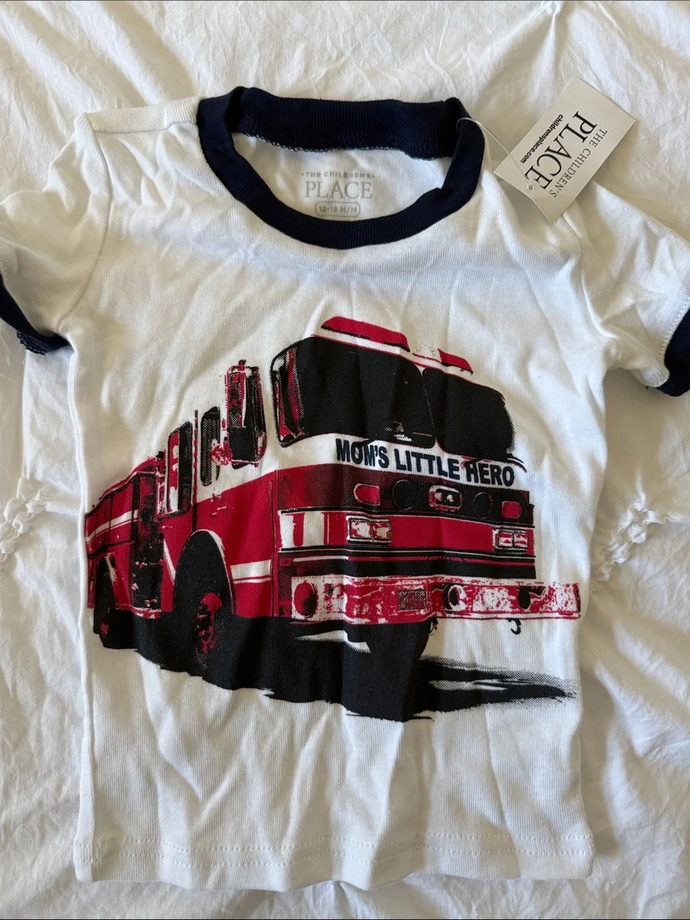 Bundle Red and White Firetruck Graphic Tee Set